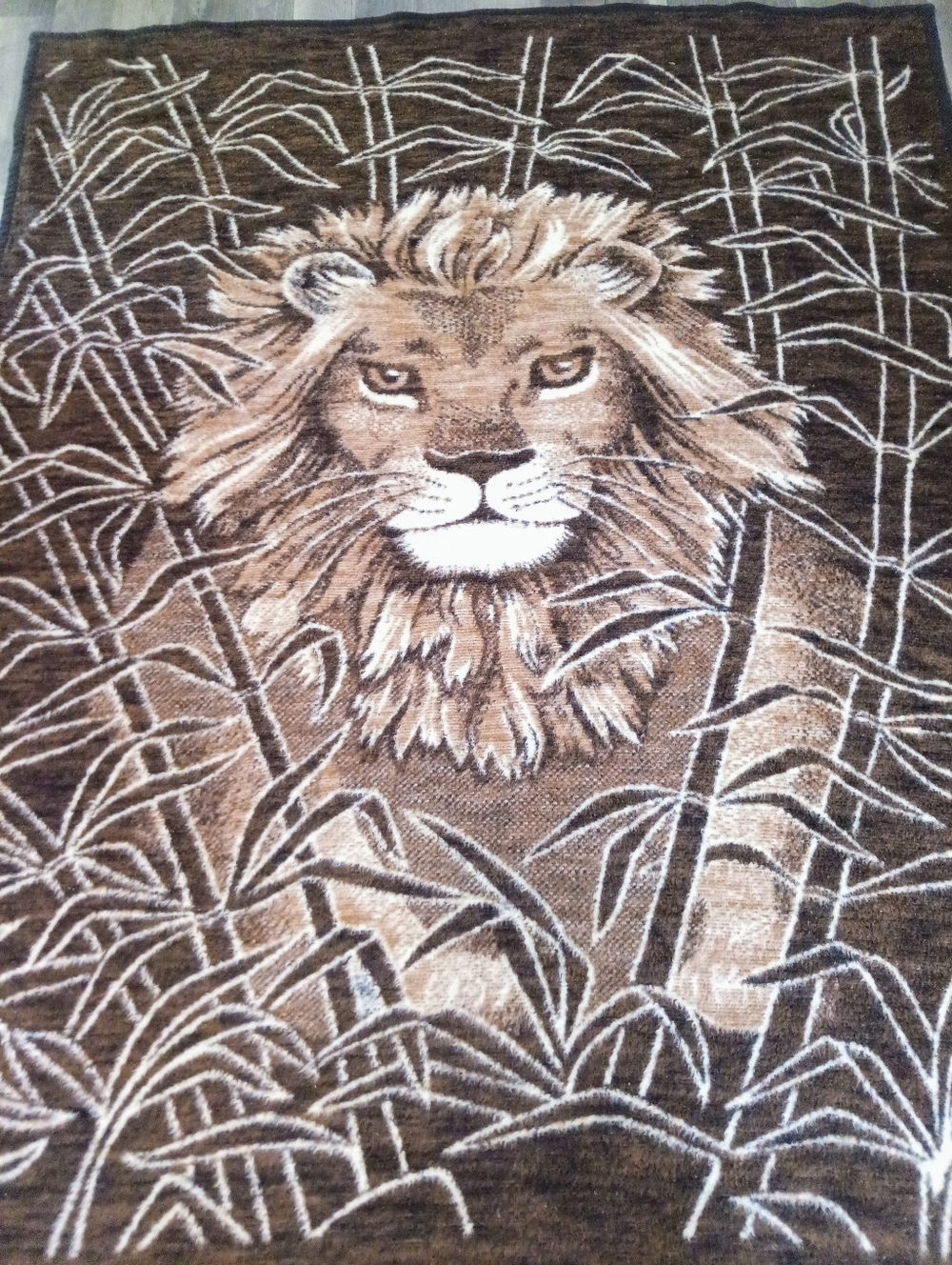 Vintage Biederlack Lion Throw Blanket Reversible  USA 71x58